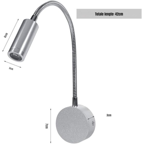 Zyrex® Leeslampen - Nachtlampjes - Lamp - Dimbaar - Koud Wit- 42cm x 3cm x 7cm van zyrex — afbeelding 4