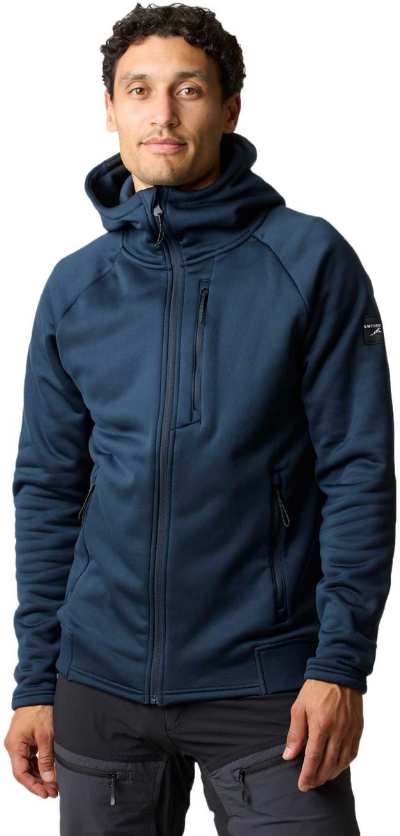 Swedemount Lofoten Tech Stretch Hood – Fleece met rits voor heren – 2XL Marineblauw