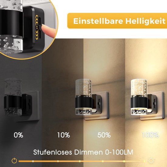 Nachtlampje Stopcontact - Kindernachtlampje LED - Veilig Lopen - Automatische Schemersensor - 12 x 10 x 65 cm - Zwart — afbeelding 4