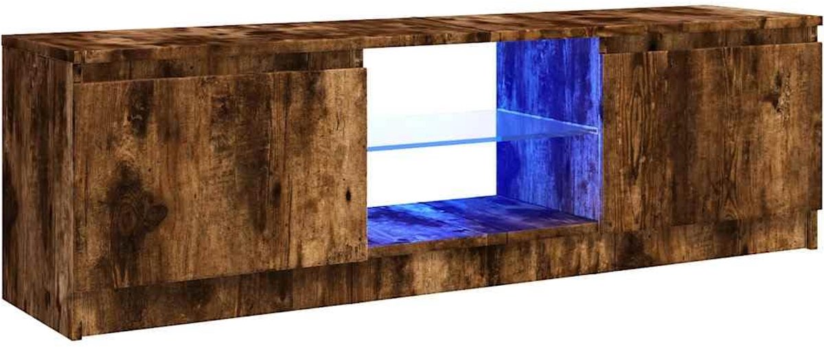 Sierra TV Meubel, Tv-meubel met LED-verlichting 120x30x36 cm gerookt eikenkleur, tv-meubel