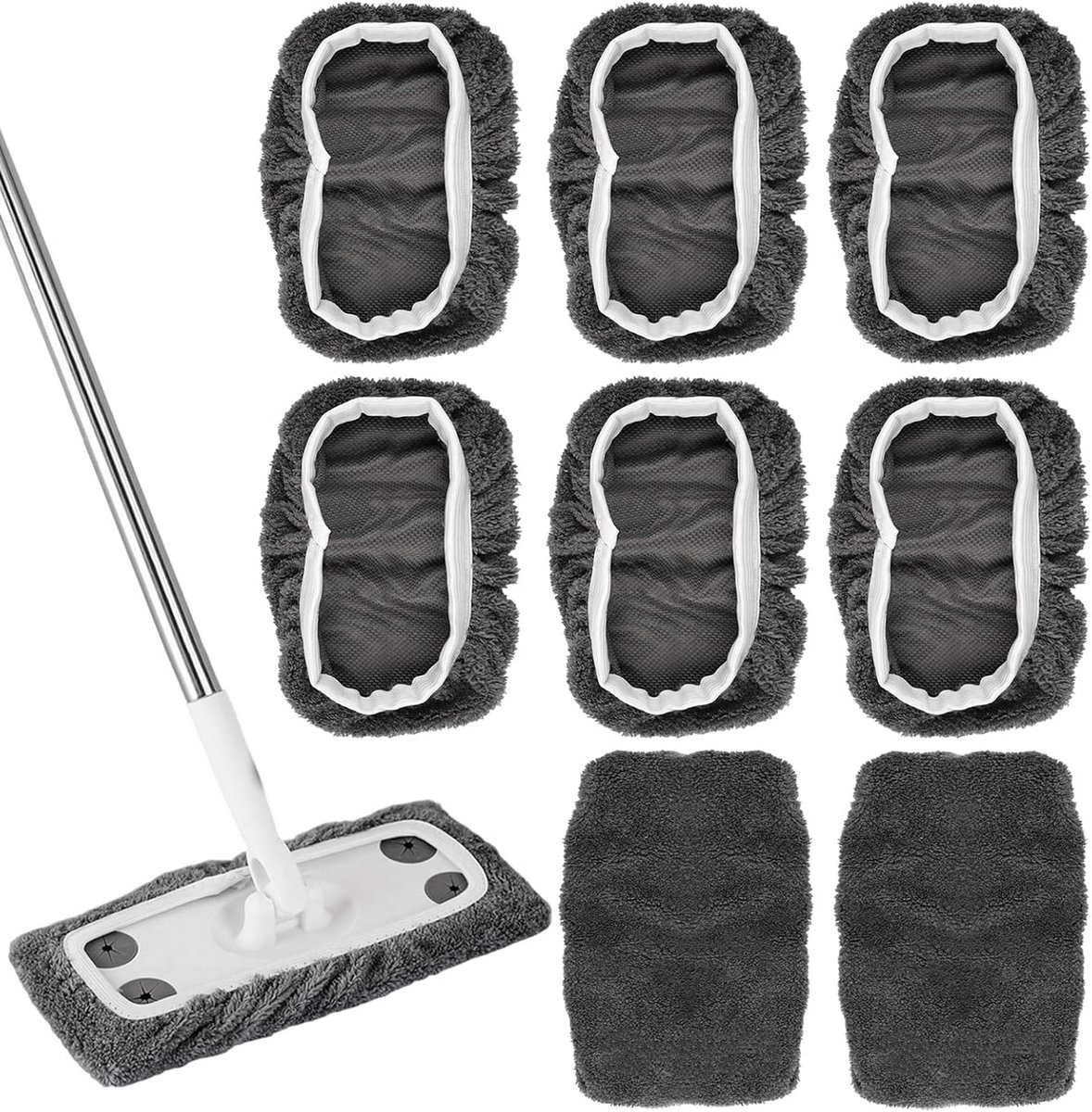 Vloerdoeken Set - Microvezel Doeken - Vloeren Reinigen - Wasbaar Herbruikbaar - 24x11cm - Grijs