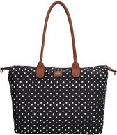 Charm London Buckingham Schoudertas 15,6 inch - Shopper - Laptoptas - Werktas - A4 - Praktisch - Dames Tas - Dots - Stippen - Wit op Zwart