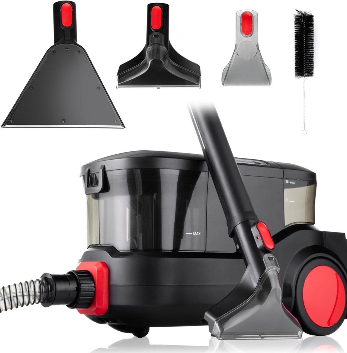 MIRA® Tapijtreiniger machine - Tapijtreiniger - Tapijtreiniger apparaat - Zwart/Rood - ‎52cm x 28cm x 29cm