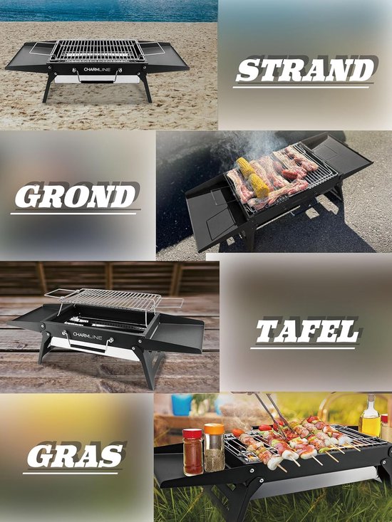 Opvouwbare Houtskool BBQ Grill - Compacte Draagbare Barbecue 34×23 cm - Camping Grill voor Strand, Picknick en Tuin - Stalen Mini BBQ voor 3 Personen van Merkloos — afbeelding 2