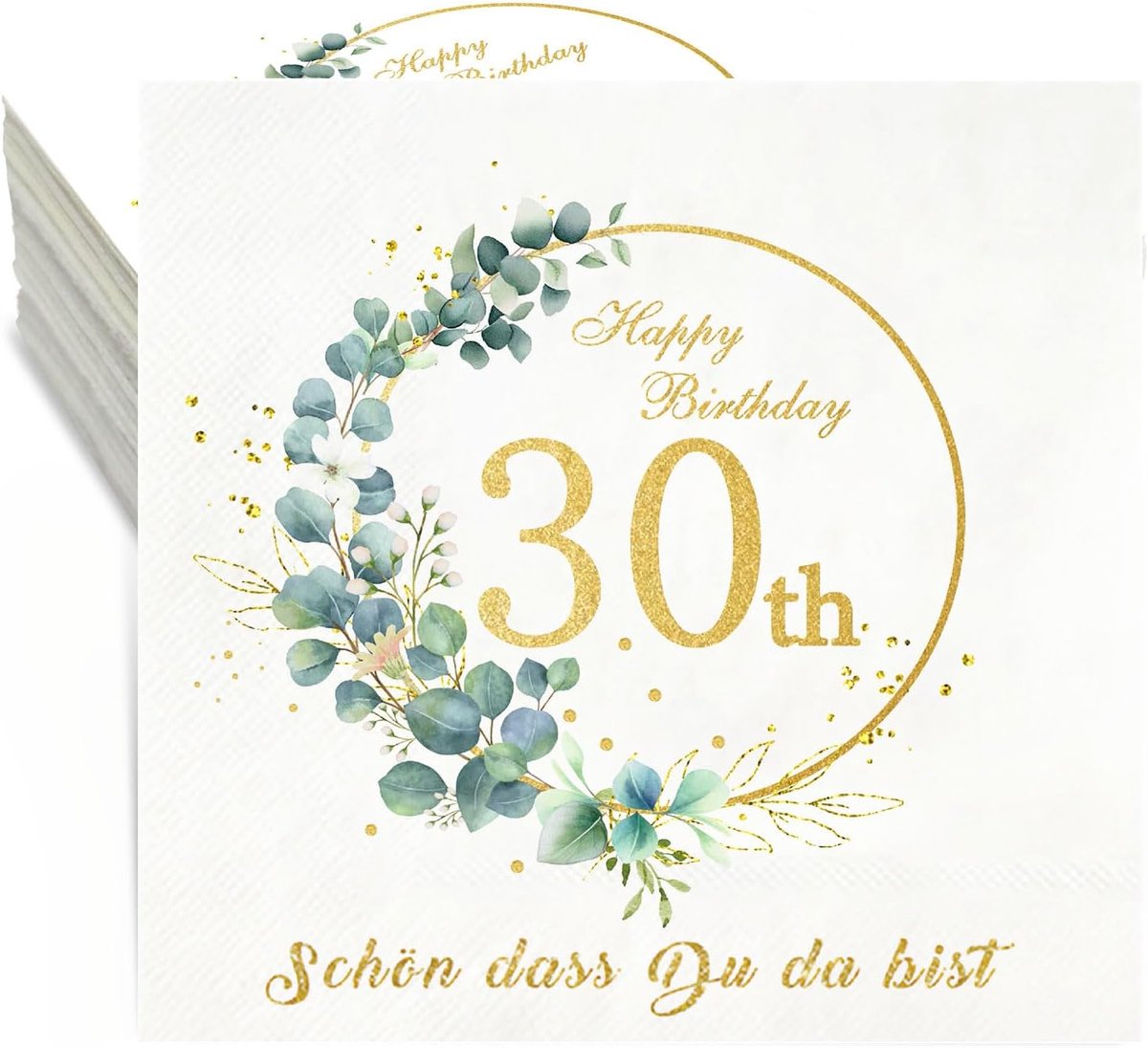 36 Papieren Servetten 30e Verjaardag Eucalyptus Thema - 3-laags Feestdecoratie