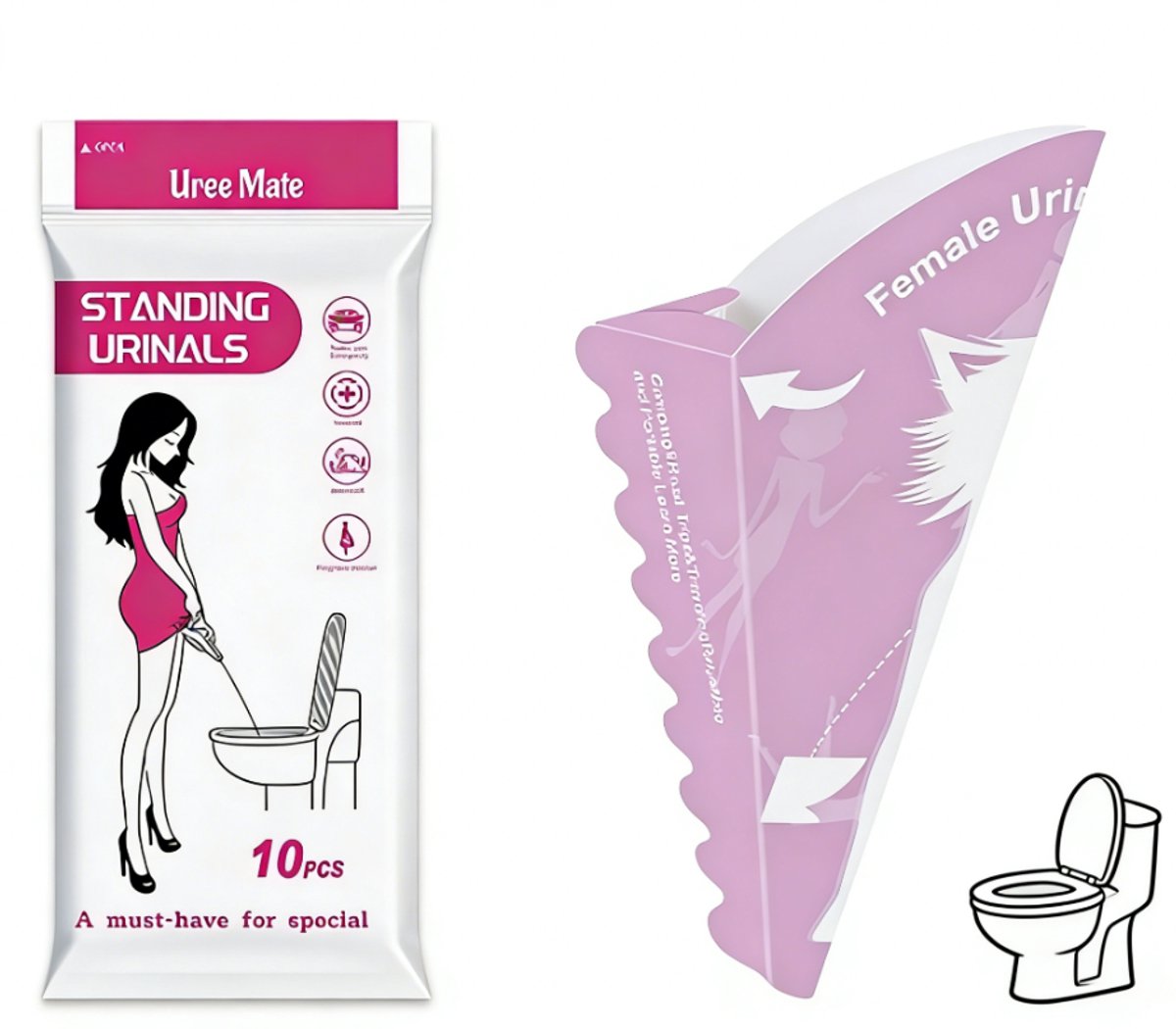 10 Stuks - Plastuit voor Vrouwen - Opvouwbaar & Waterdicht Vrouwenurinoir - Lekvrij & Hygiënisch - Paars