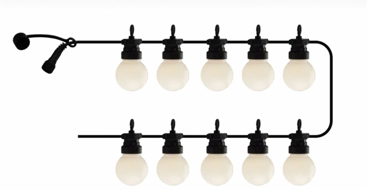 Sirius Lucas Frosted Verlengset – Lichtsnoer Uitbreiding 10 lampjes – Tuinverlichting Buiten