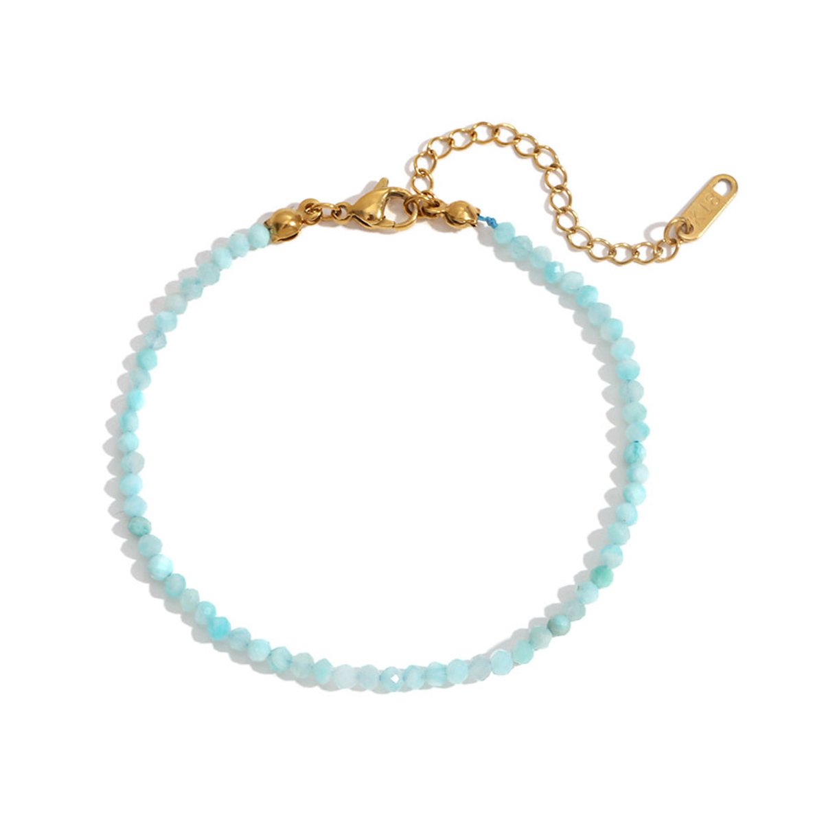 LOUIZ - Amazoniet Armband - Armband met Amazoniet kralen - Kralenarmband met edelstenen - Sluiting van RVS
