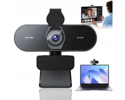 Webcam – 4K Webcam met Autofocus – Zwart 79° Groothoek & Dubbele Microfoon – Heldere Ruisonderdrukking – Anti-spionage – USB Plug & Play