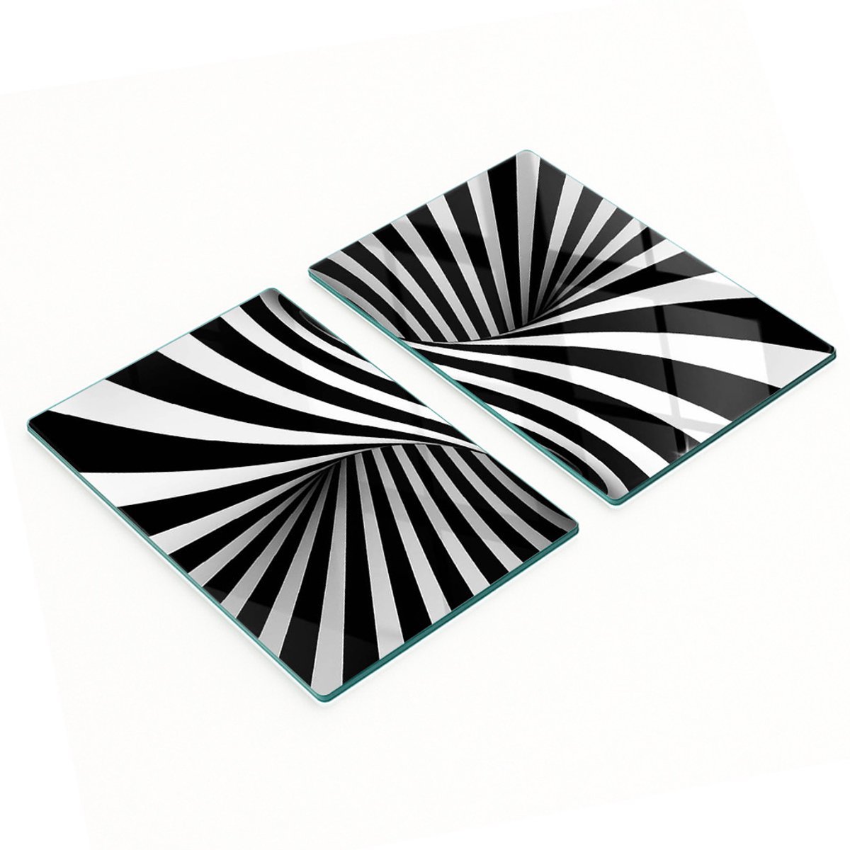 Duurzame en stijlvolle glazen borden met een abstract wervelpatroon, 2x40x52 cm