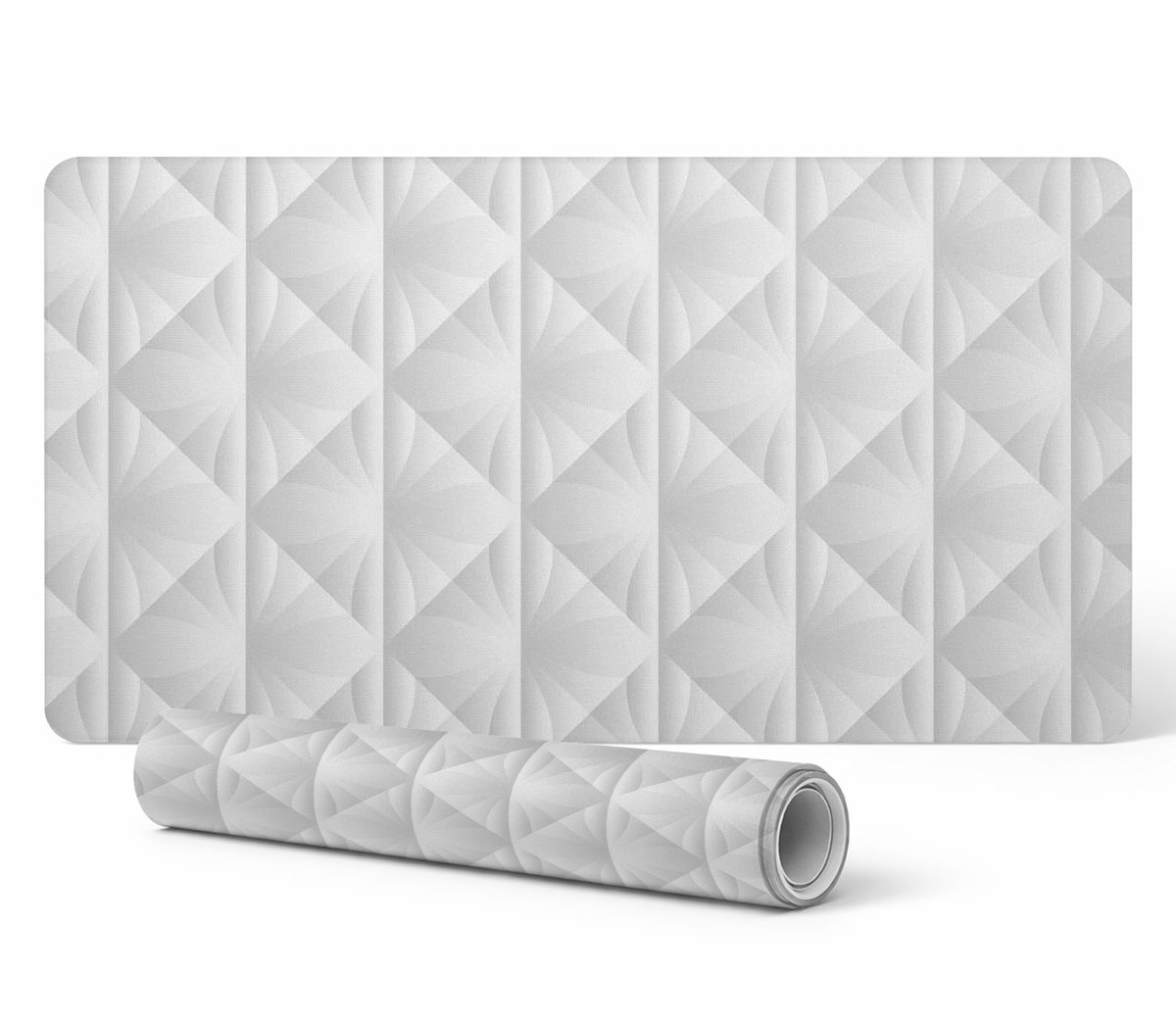 Moderne vinyl toetsenbordmat met geometrisch 3D-patroon, 100x50 cm