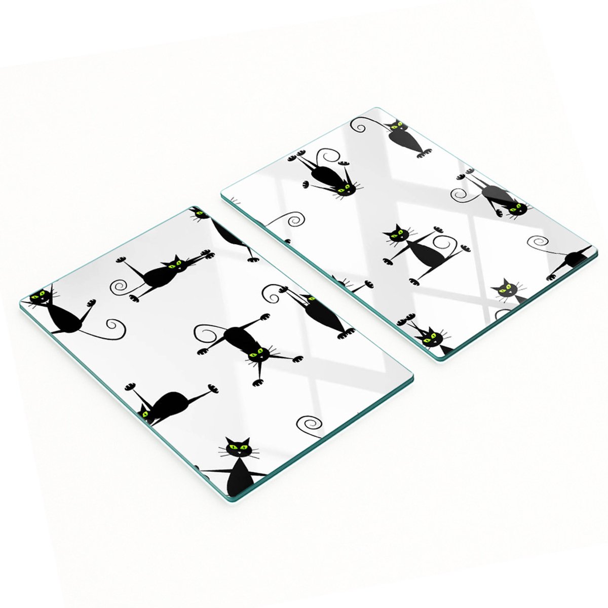 Multifunctionele decoratieve keukenplanken van gehard glas met kattenmotief, 2x40x52 cm