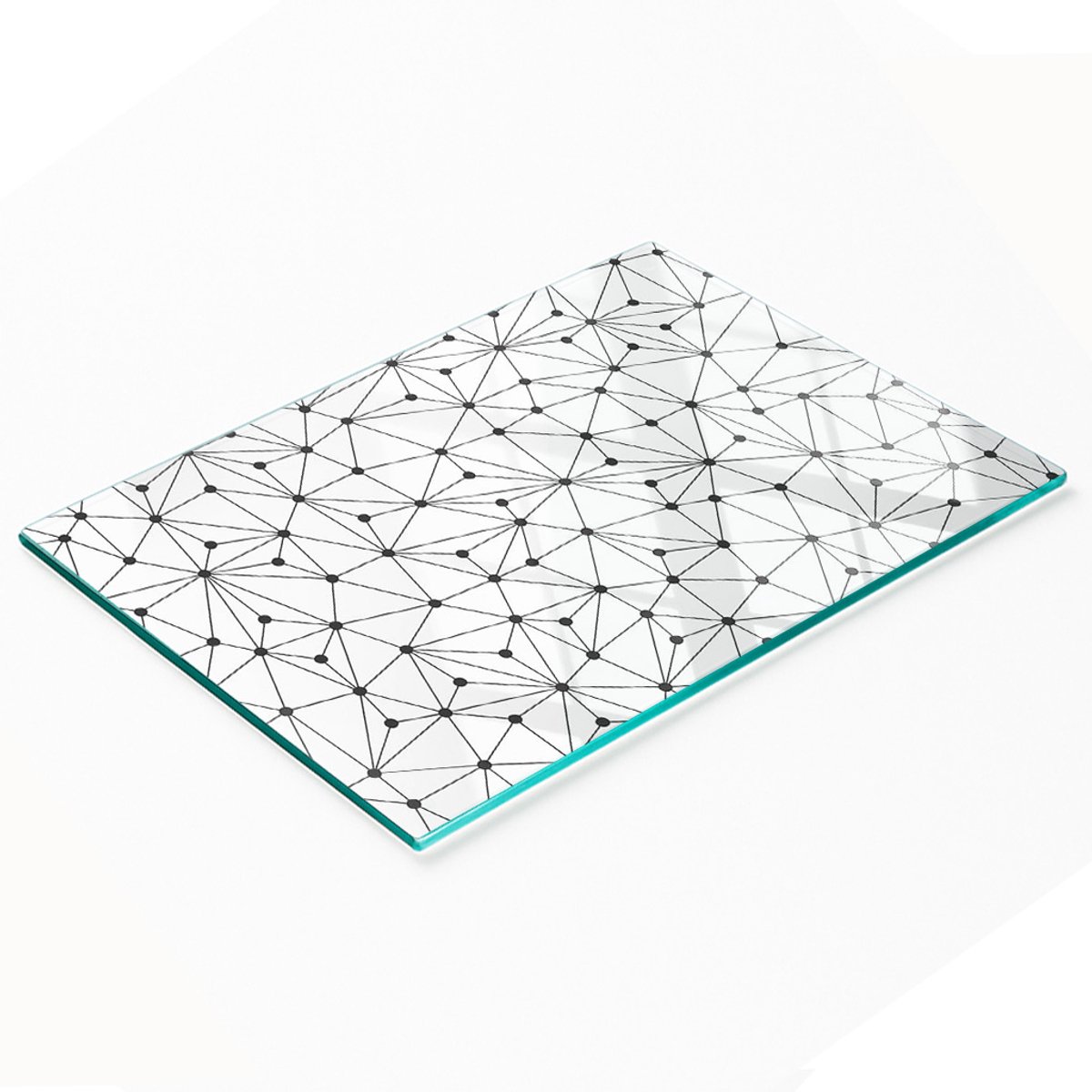 Gehard multifunctioneel decoratief bord van glas met lijnen en cirkels, 80x52 cm