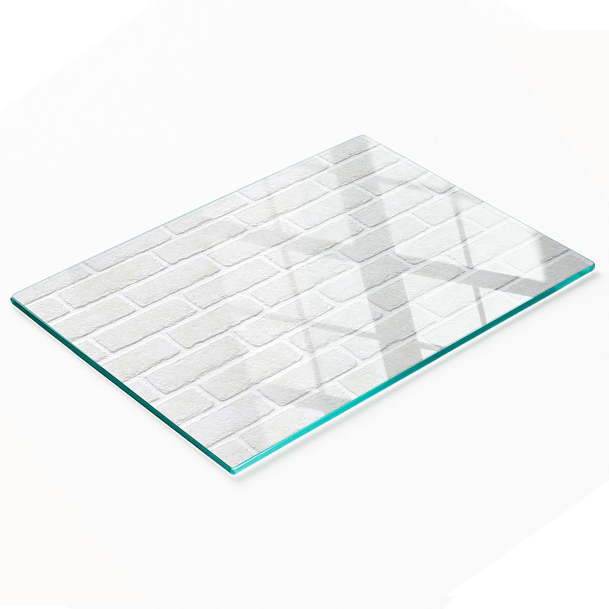 Decoratieve serveerplank van glas met baksteenmotief, 80x52 cm