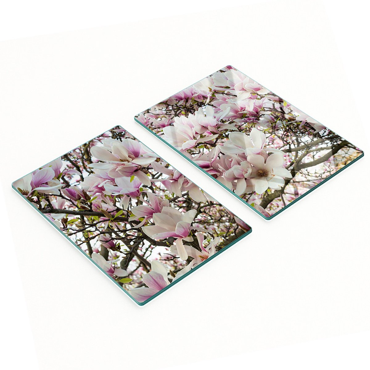 Keukenplanken van gehard glas met afbeeldingen van magnoliabloemen, 2x40x52 cm