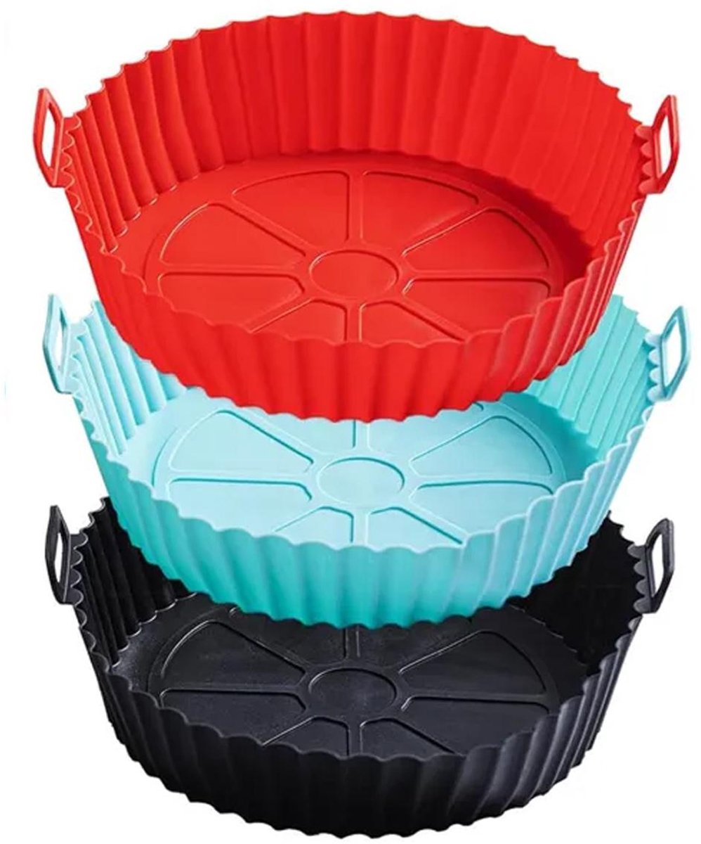 Siliconen Airfryer Pannetjes - 20cm - Rond - 3 Stuks - Voor Airfryer Oven Magnetron