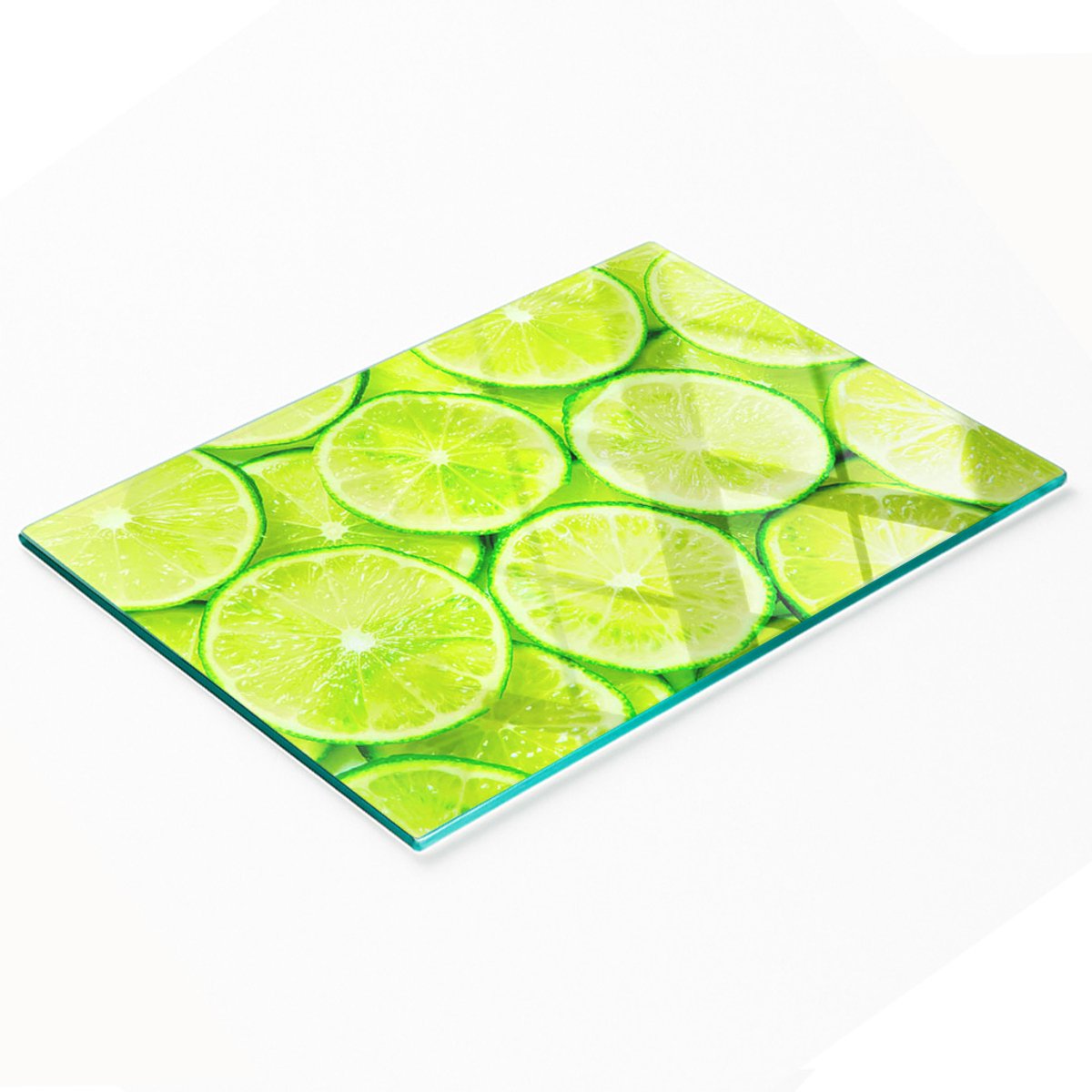 Multifunctionele decoratieve snijplank voor de keuken, gehard glas, limoengroen, 80x52 cm