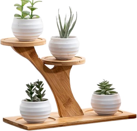 Bloemenkrukje HWC-A15, Bloemstandaard Plantentafel Houten krukje