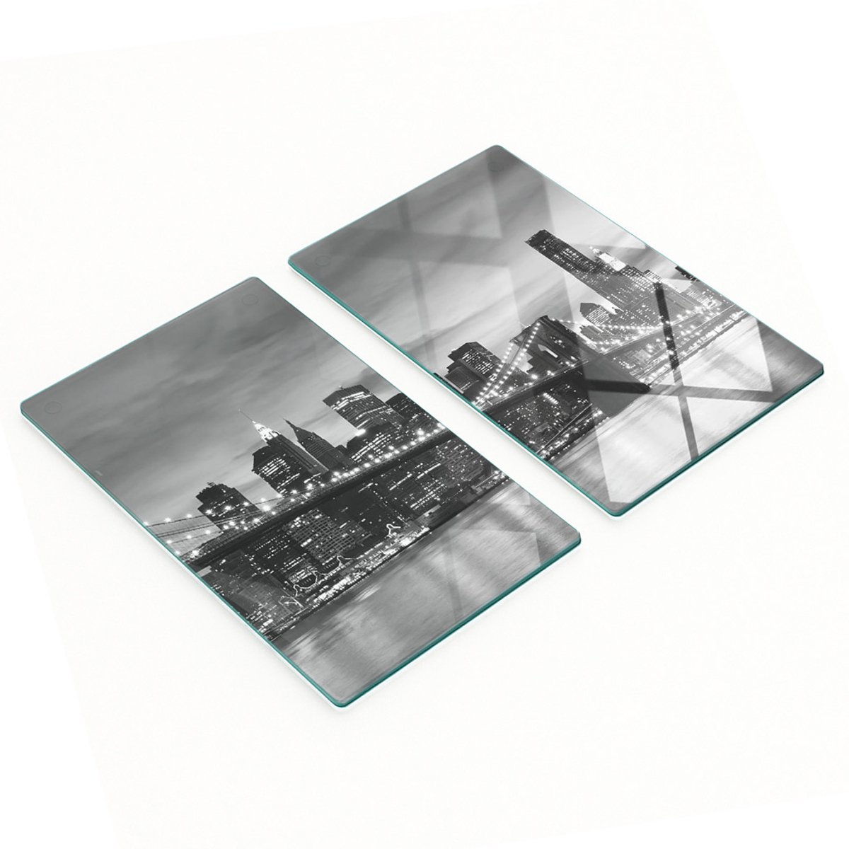 Stijlvolle en duurzame glazen borden met print van de Brooklyn Bridge, 2x30x52 cm