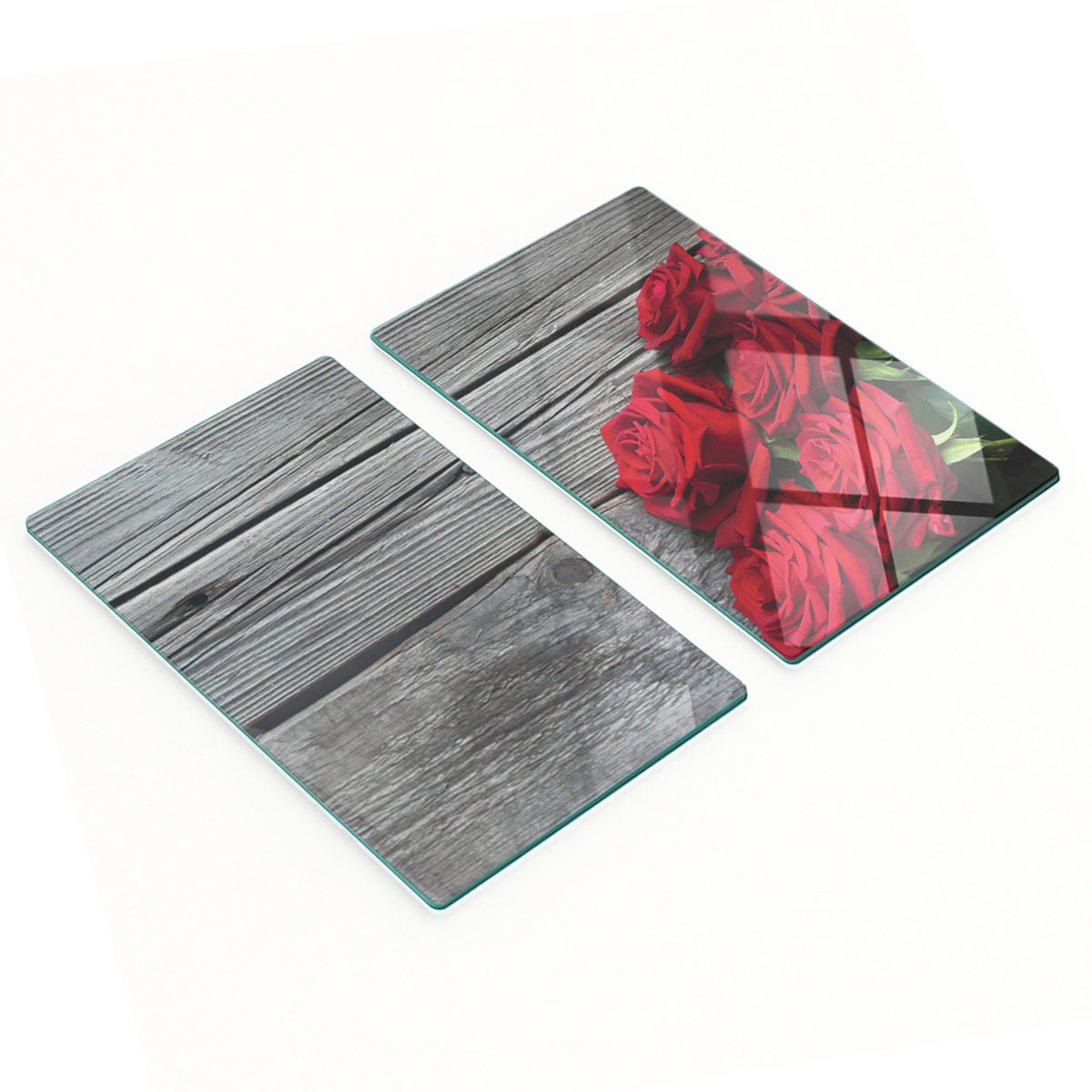 Decoratieve snijplanken van gehard glas met rode rozen, 2x30x52 cm