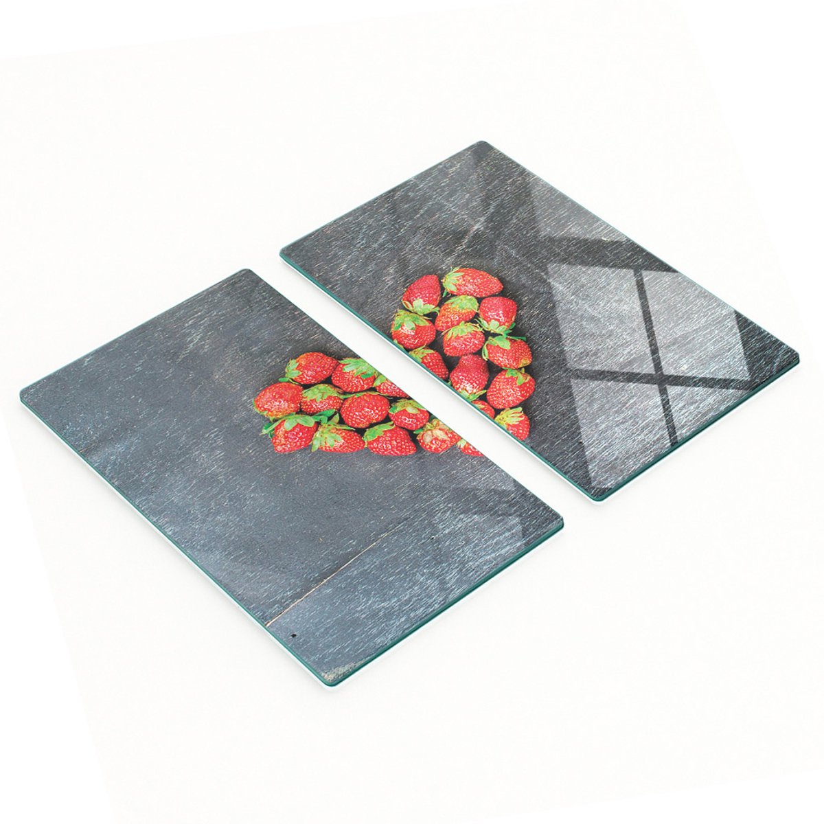 Glazen snijplanken met aardbeienhartjesmotief, 2x30x52 cm