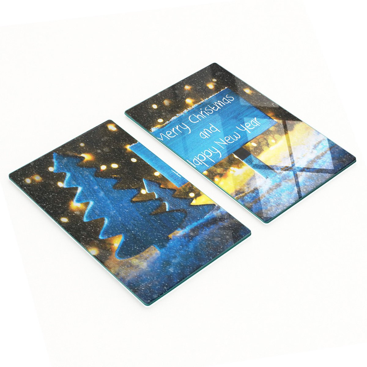 Decoratieve snijplanken van gehard glas met kerstmotief, 2x30x52 cm