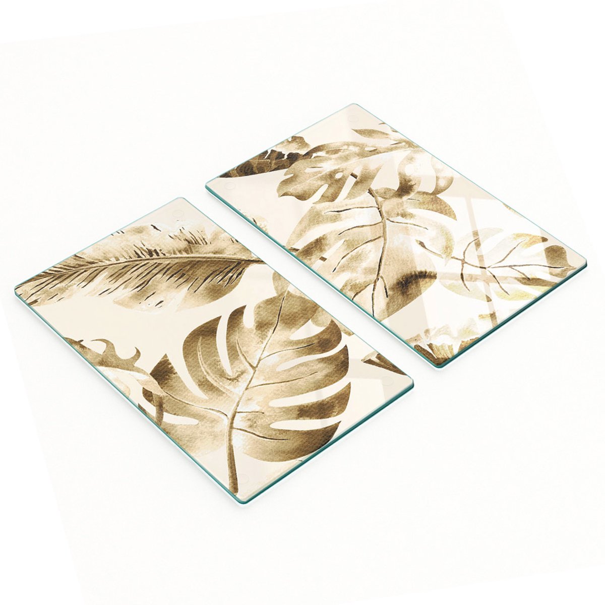 Stijlvolle en duurzame glazen borden met jungle- en bladerenprint, 2x30x52 cm