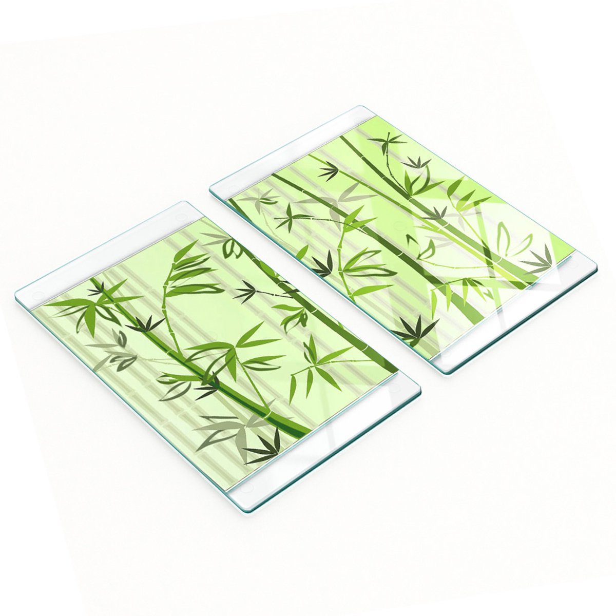 Set van gehard glazen keukenplanken met bamboe-afbeeldingen, 2x30x52 cm