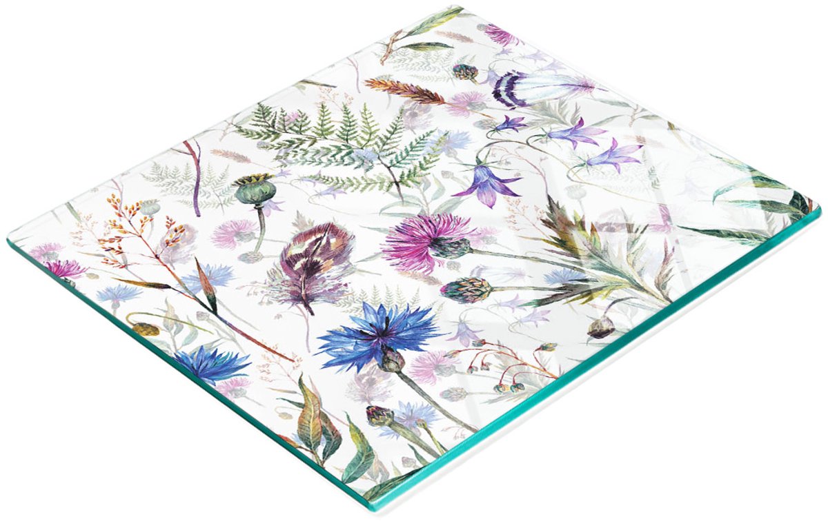 Multifunctionele decoratieve keukenplank met bloemen van gehard hout, 60x52 cm