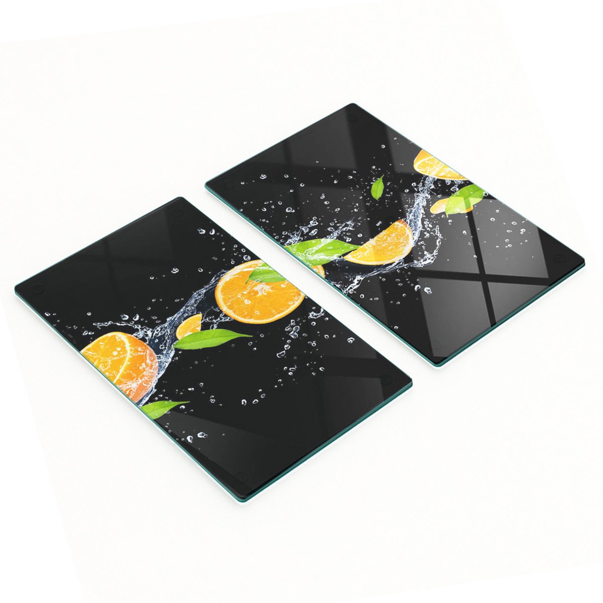 Decoratieve snijplanken van gehard glas voor sinaasappels en water, 2x30x52 cm