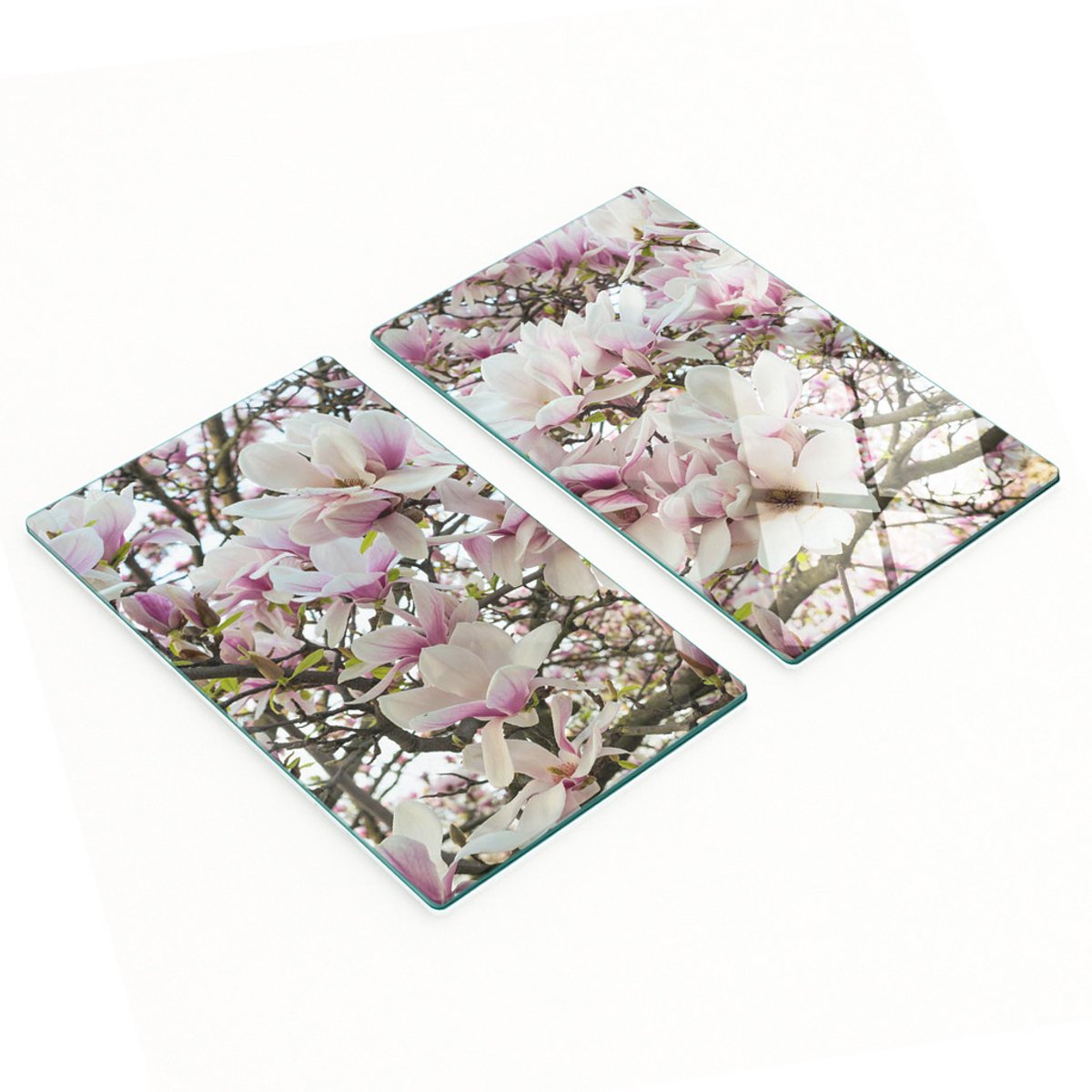 Keukenplanken van gehard glas met afbeeldingen van magnoliabloemen, 2x30x52 cm