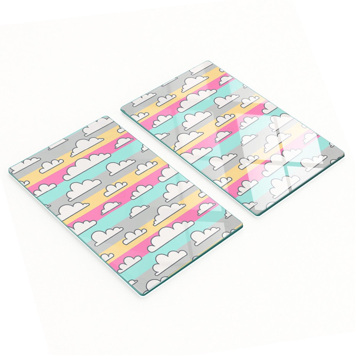 Multifunctionele decoratieve glazen borden met wolkenprint 2x30x52 cm