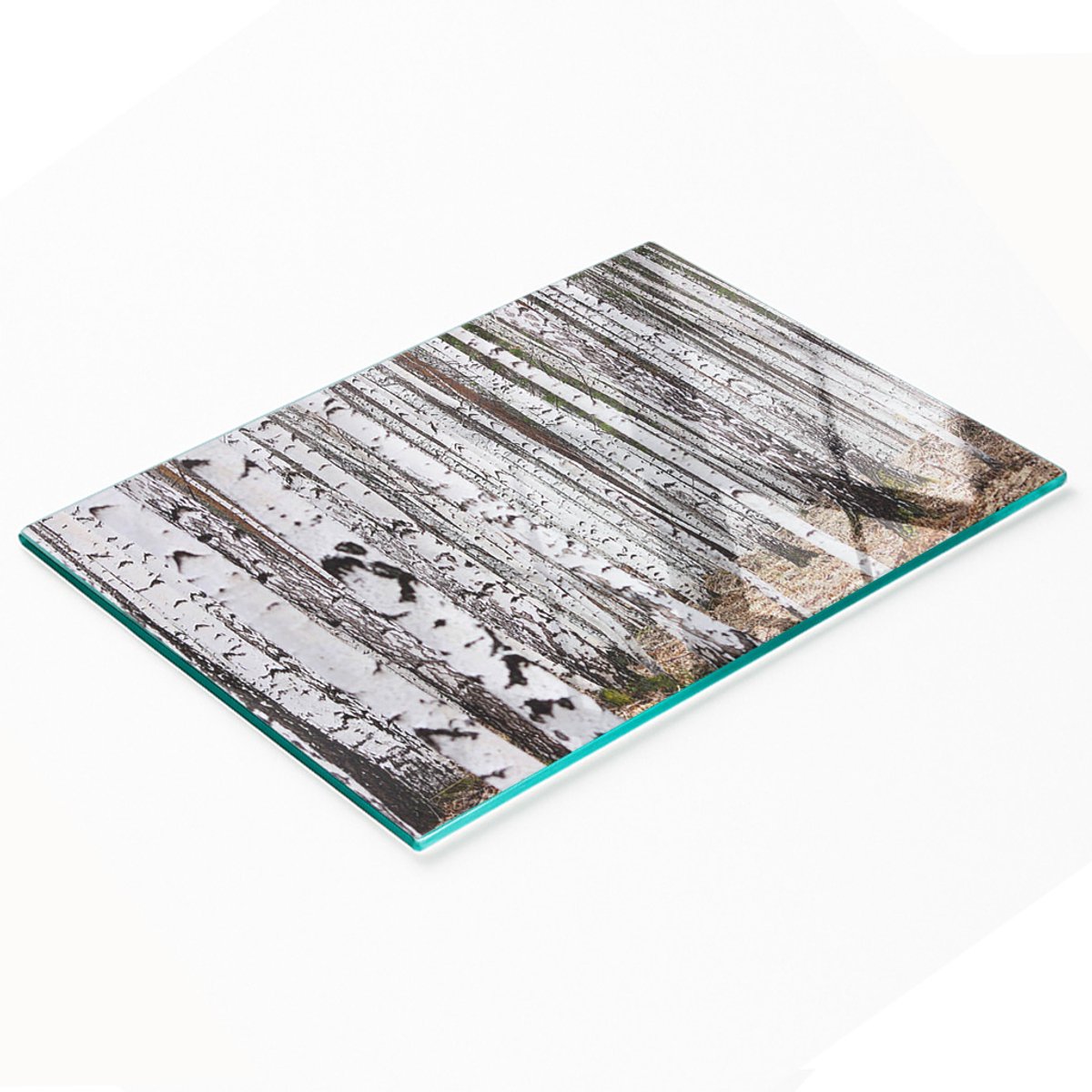 Serveerplank van gehard glas met afbeelding, berkenhout, 80x52 cm