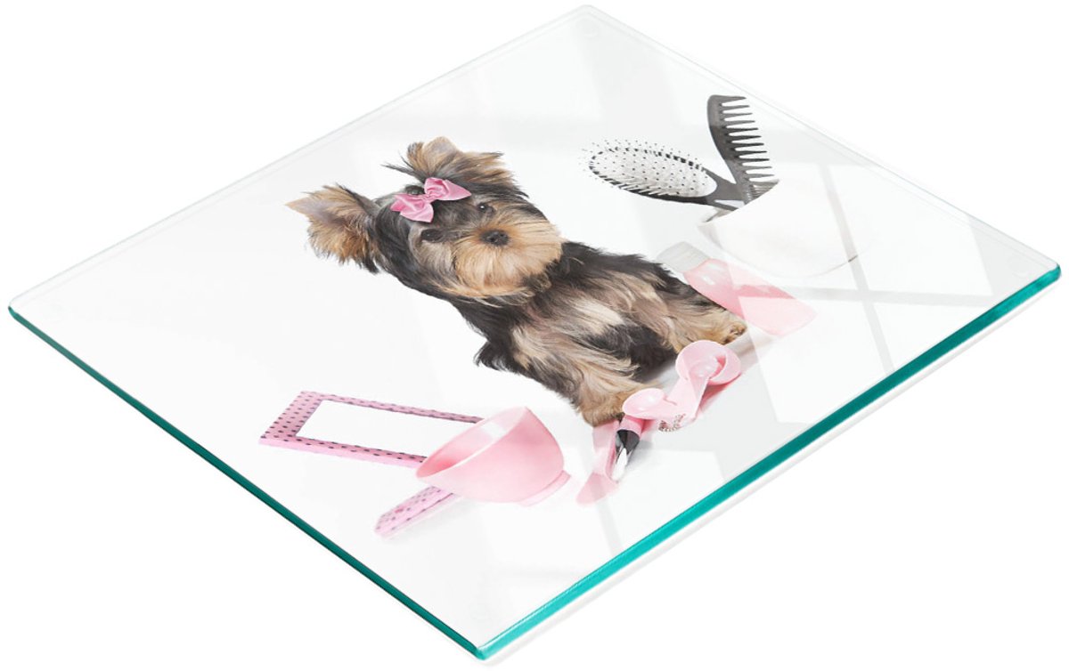 Decoratieve glazen keukensnijplank met Yorkshire Terrier-motief, 60x52 cm