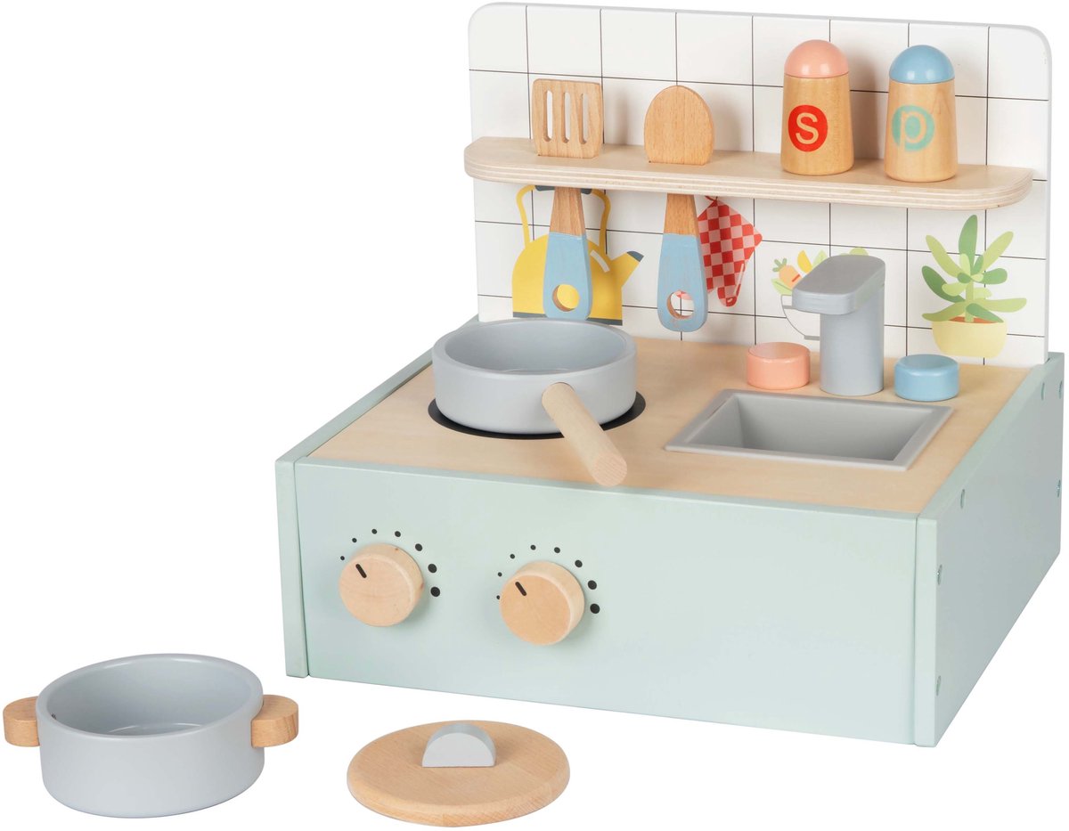 BusyKids - Kinderkeuken – Modderkeuken - Buitenkeuken Kind – Houten Speelkeuken met Accessoires – Compact & Draagbaar – Small — afbeelding 2