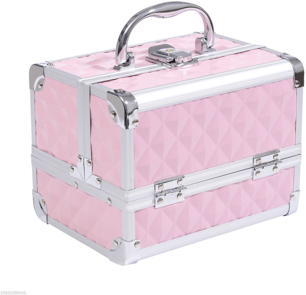 HOMCOM Make-upkoffer - Aluminiumlegering - 20x15x15cm - Roze