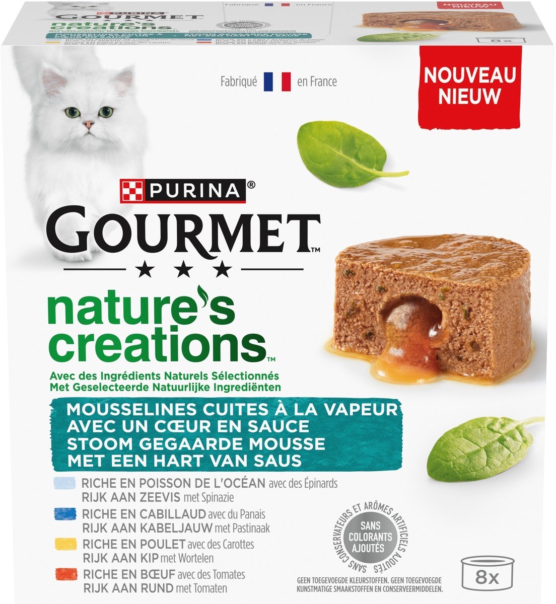 Gourmet Kattenvoer Nat Nature's Creations Mousse met Saus Zeevis 8 x 85 gr