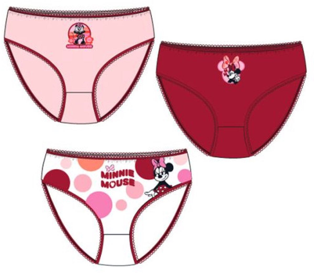 Disney Minnie Figaro kinderondergoed, 3 stuks/pakslipje 6 - 8 jaar / 116 - 128 cm multi