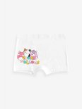 Witte jongensboxer met Squishmallows print van drie katten en tekst.