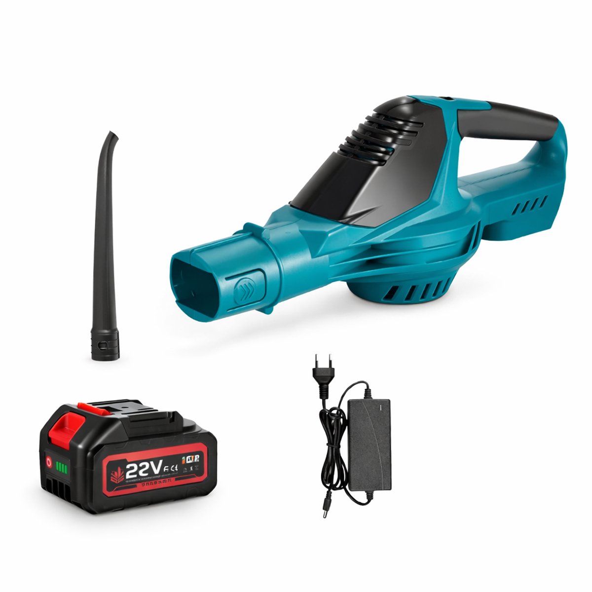 Elektrische Bladblazer - Borstelloze Motor - 5500W - 46000 TPM - 180 M/S Windsnelheid - 16m³ Luchtvolume - 5 Versnellingen - Bladeren Sneeuw Stof Reinigen - Tuin Terras Oprit - Inclusief 18V Lithium Accu en Oplader