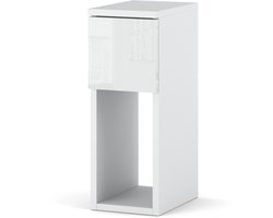 Nachttisch Weiß Hochglanz & Matt 20 cm - modernere Beistelltisch mit Schublade für Schlafzimmer
