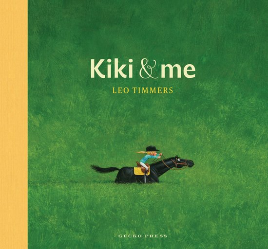 Boek 'Kiki & me' van Leo Timmers, met een illustratie van een meisje op een paard in groen gras.