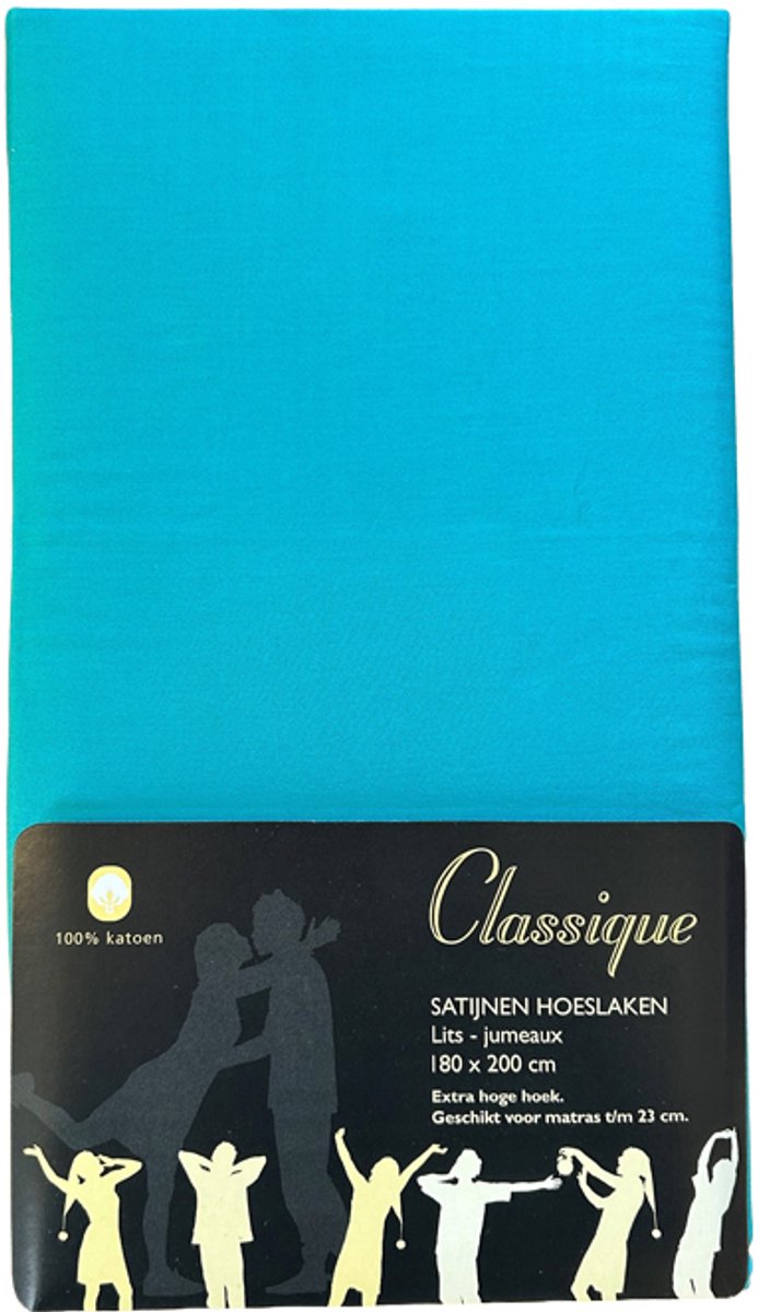 Hoeslaken 100% Hoogwaardig Katoen Satijn - 140x200 - Peacock Blue - Restant Actie!