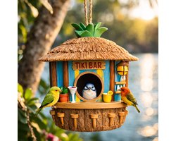 MikaMax Tiki Bar Birdhouse - Tropisch Vogelhuisje van Weerbestendige Resin
