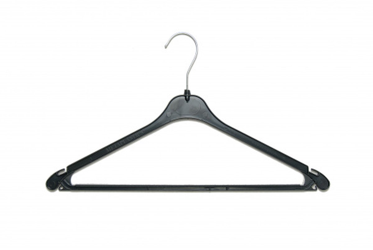 Home&Garden Kledinghangers Zwart - Kleerhangers met Inkepingen - Set van 10 - Anti Slip - Kunststof - 43 cm