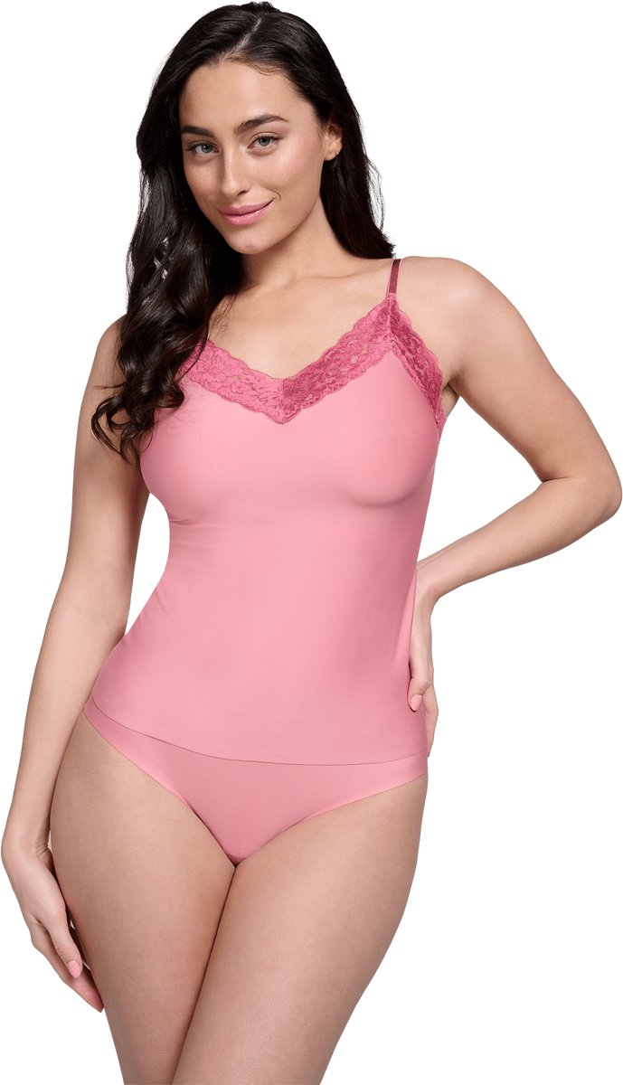 Ten Cate Secrets spaghetti top met kant rose pink voor Dames | Maat S