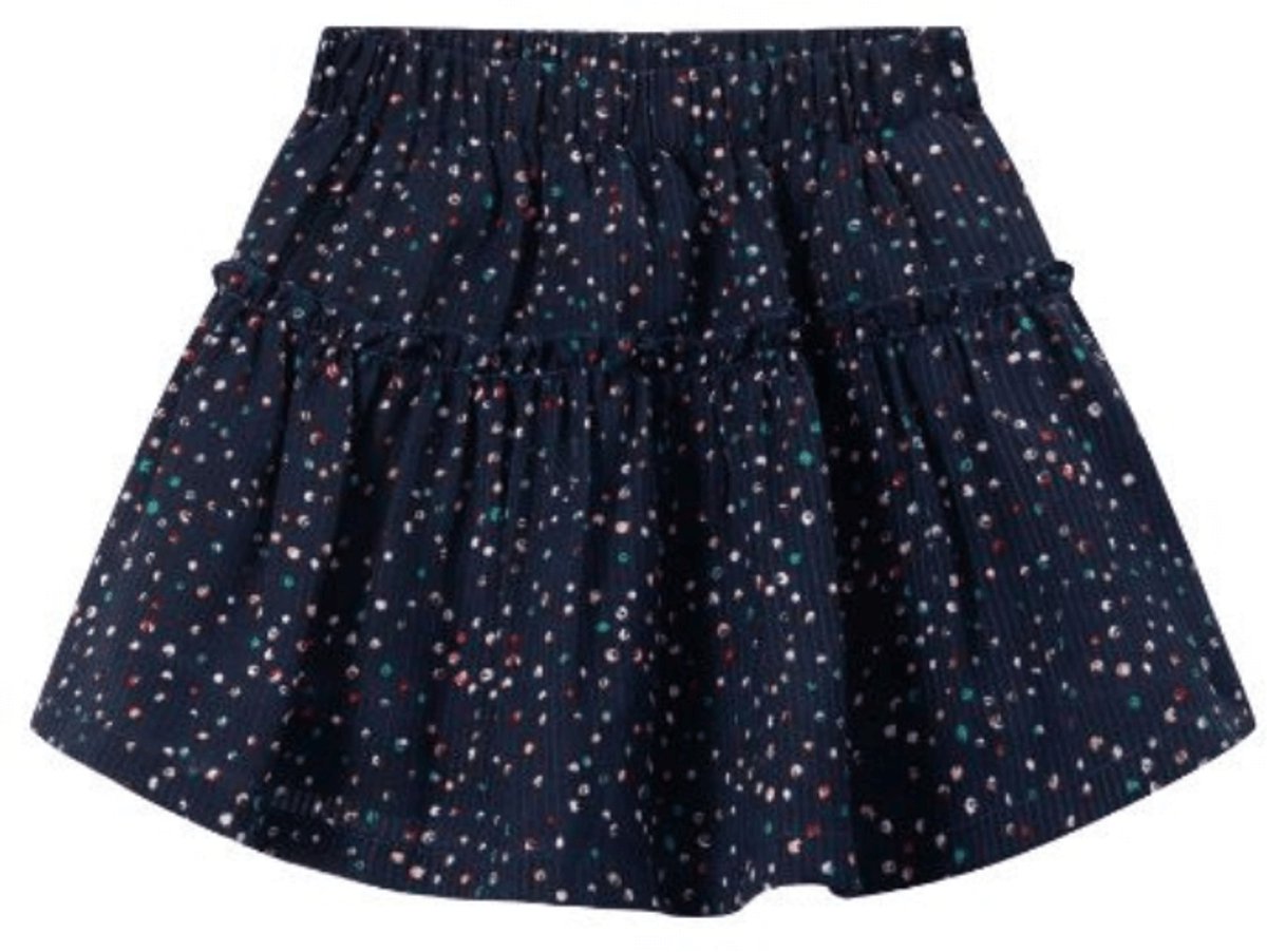Newness Meisjes Marineblauwe rok met gekleurde stipjes