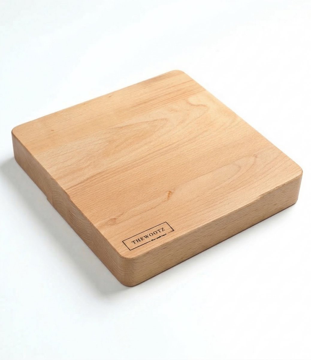 TheWootz Hakblok – Handgemaakt in Nederland – Massief Beukenhout – 40×40×6 cm – Voor Vlees, Groente & Intensief Hakwerk