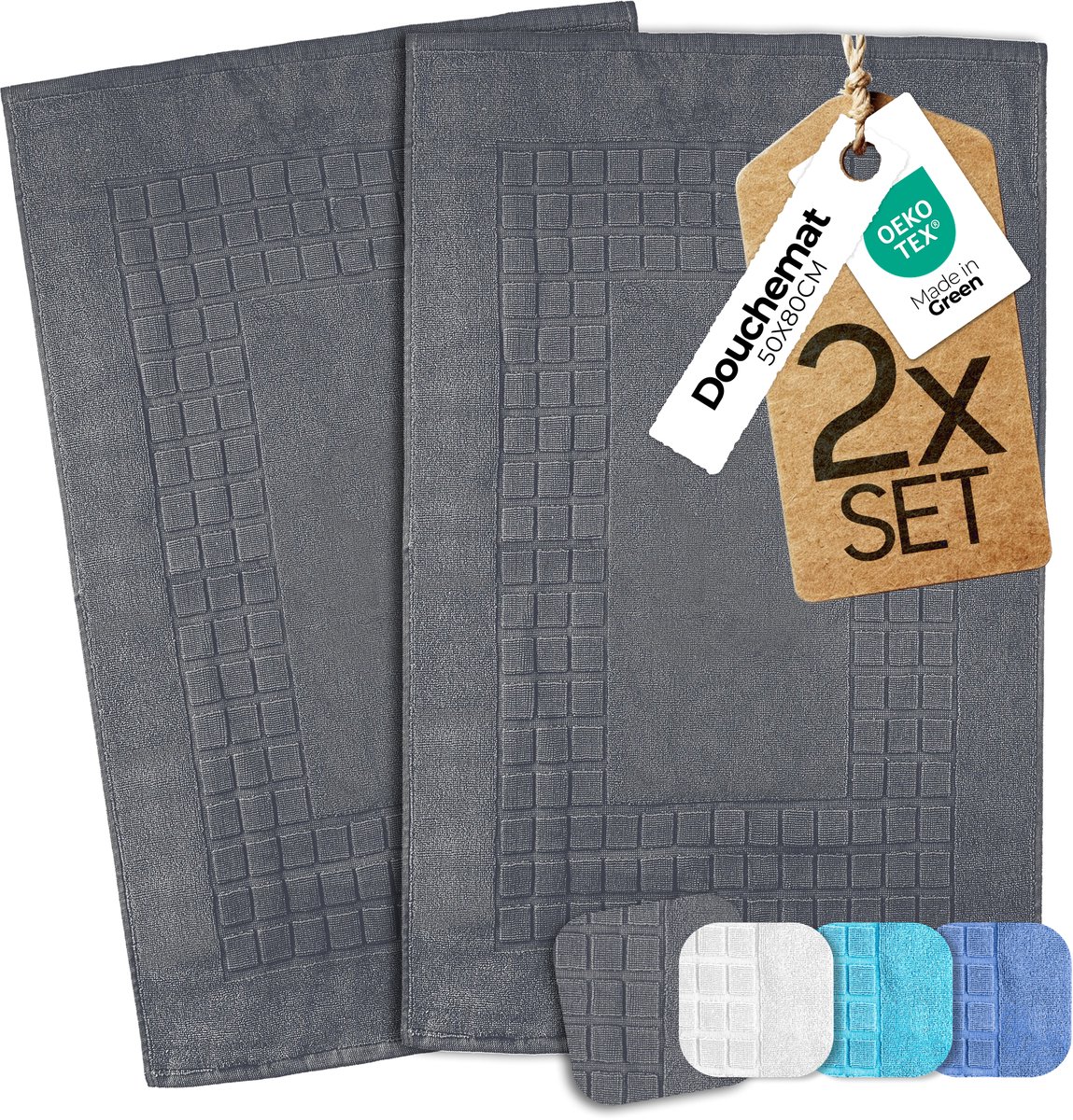 etérea Carli badmat-set Grafiet 50x80 cm Badvorleger 2-delig
