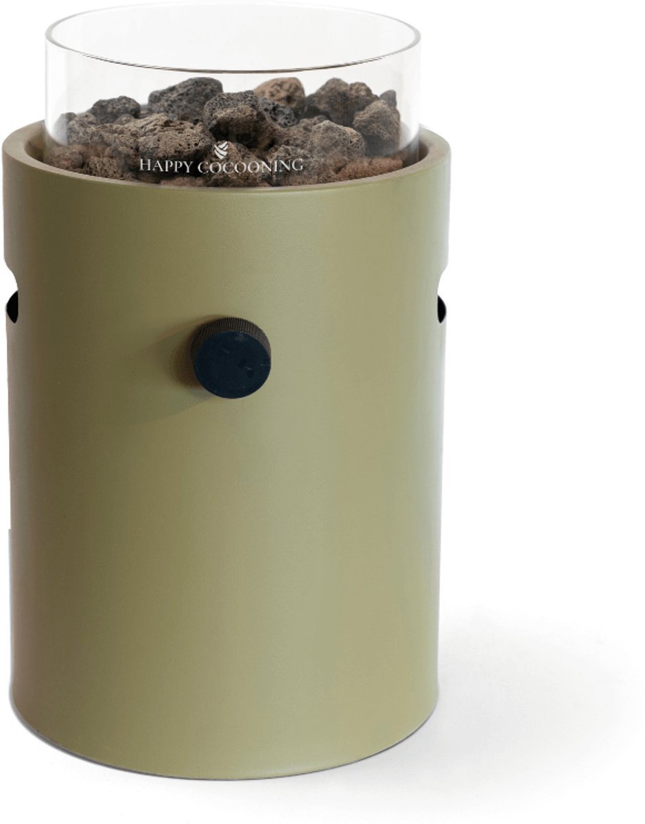 Happy Cocooning Tafelbrander Lumi Steel Olive Green - Ø 21.5 x 37 cm
